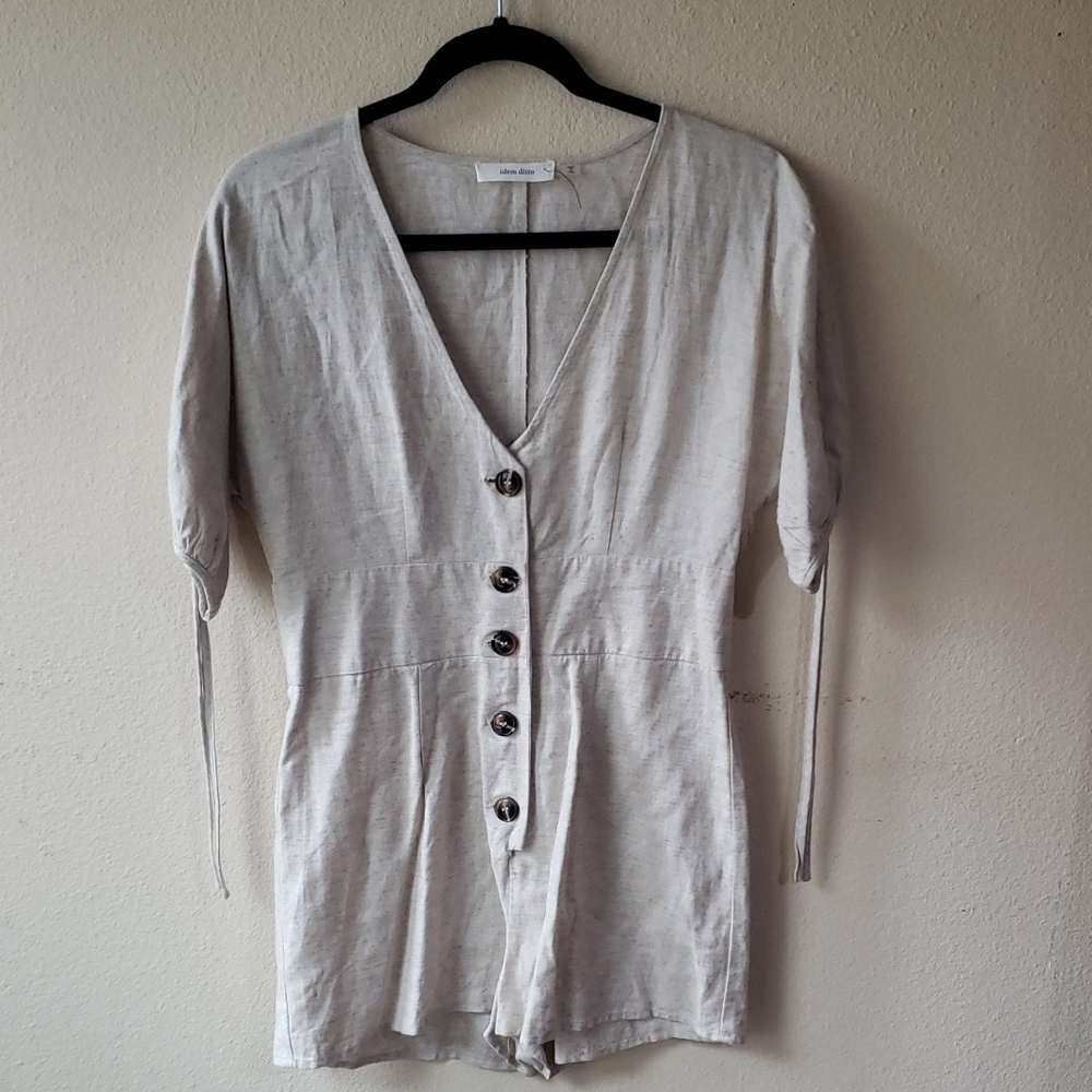 Light Gray Button-Up Romper